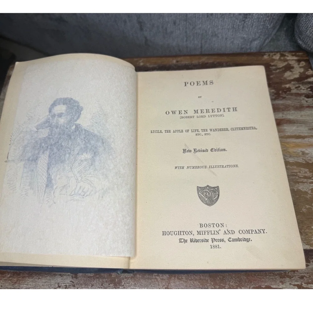 The Poetical Works of Owen Meredith Antique Book 1880s Cloth Cover